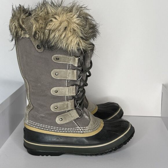 SOREL Women's Boots Joan of Arctic size 7 Gray faux fur lined Suede Winter Boot - Picture 1 of 16